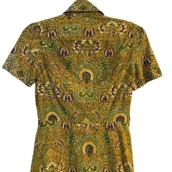 Vintage hand printed batik cotton button down paisley dress - Picture 10 of 13